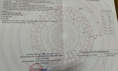 Bán lô đất tại Thôn Quế, Hướng Đạo, Tam Dương, Vĩnh Phúc. DT 940m2 giá chỉ 6 triệu/m2