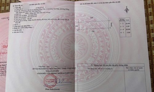 Bán đất tại phân lô đẹp tại Vĩnh yên, Vĩnh Phúc. DT 100m2 giá chỉ 2.85 tỷ