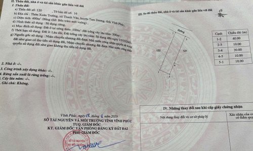 Bán đất trục chính Xuân trường Thanh Vân, Tam Dương, Vĩnh Phúc. Giá chỉ 8,5 triệu/m2