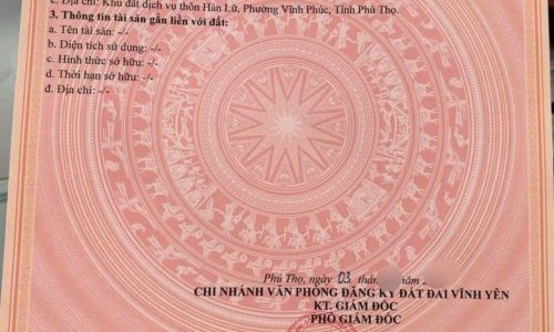 Bán đất dịch vụ Hán Lữ, Khai Quang, Vĩnh yên, Vĩnh Phúc. DT 102m2 giá chỉ 3.95 tỷ