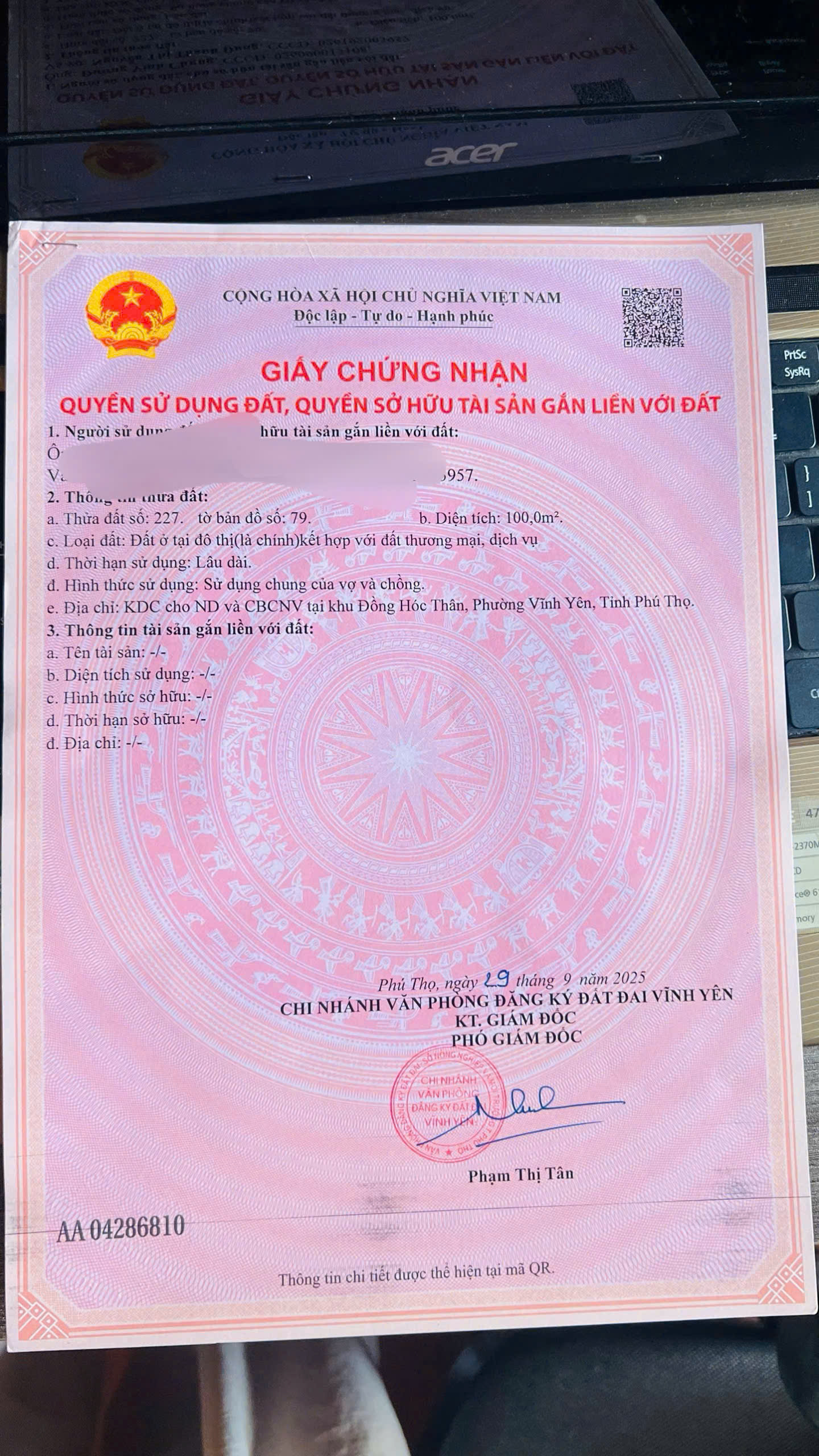 Bán đất phân lô Hóc Thân, Đồng Tâm, Vĩnh Yên, Vĩnh Phúc. View vườn hoa